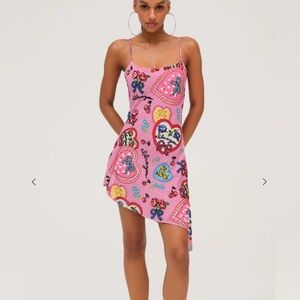 For Love & Lemons Mini Pink I Love You Beaded Dress New with tags